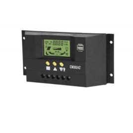 Controler pentru panou solar,regulator, 30a, 12v 24v, display lcd si 2 porturi usb, negru