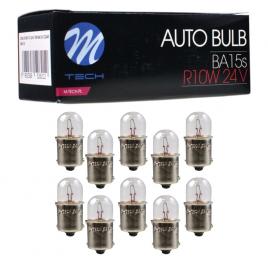 Set 10 becuri auto filament tungsten, r10w/ba15s, 24v, 10w, t16