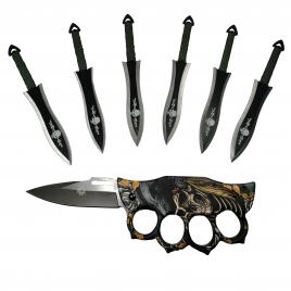 Set antrenament ideallstore, cutite de aruncat si box tip briceag, multicolor