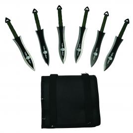 Set sase cutite de aruncat ideallstore®, army fury, otel inoxidabil, 19 cm