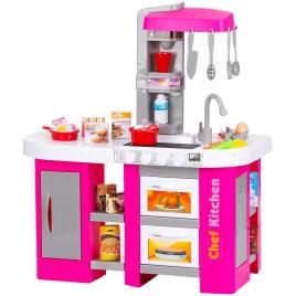 Bucatarie pentru copii chipolino kitchen 72,5 cm cu sistem de curgere apa, lumini, sunete si 53 accesorii