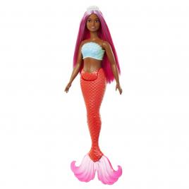 Barbie dreamtropia papusa sirena cu par magenta si coada portocalie