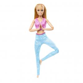 Papusa barbie made to move blonda cu top roz