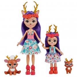 Enchantimals set papusi surori si animalutele lor  danessa deer si sprint si danetta deer si fleet