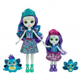 Enchantimals set papusi surori si animalutele lor patter peacock si flap si piera peacock si feather