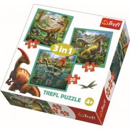 Puzzle trefl 3in1 lumea extraordinara a dinozaurilor