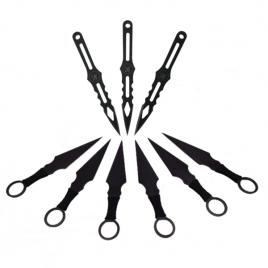Set 9 cutite de aruncat , ideallstore® , otel inoxidabil , negru