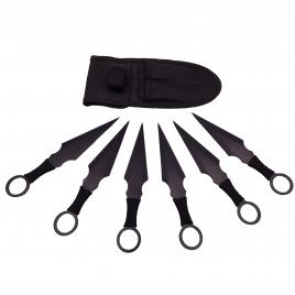 Set sase cutite de aruncat ideallstore®, black fury, otel inoxidabil, 16.5 cm