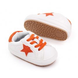 Adidasi albi cu steluta portocalie (marime disponibila: 6-9 luni (marimea 19