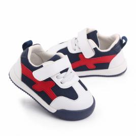 Adidasi bleumarine cu insertii rosii pentru bebelusi (marime disponibila: