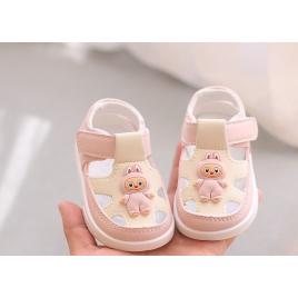 Sandalute roz cu ivoire pentru fetite - bebe (marime disponibila: 6-9 luni