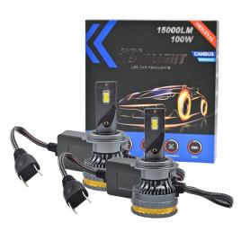 Set 2 becuri auto led a8 h7, 200w/set, 9/30v, 15000lm, canbus