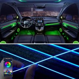 Set lumini ambientale rgb, 6 benzi si 4 lampi led, aplicatie bt
