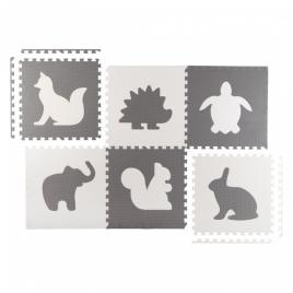 Covoras de joaca 180 x 120 cm cu animalute 6 bucati ricokids 7491 - gri