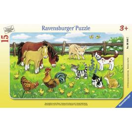 Puzzle animale pe pajiste, 15 piese