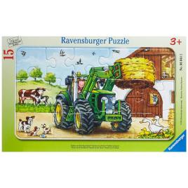 Puzzle tractor la ferma, 15 piese
