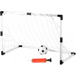 Set poarta cu plasa pentru fotbal, minge si pompa inclusa, 120x57x83 cm