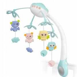 Carusel muzical pentru patut cu proiector, sunete si jucarii ricokids rk-813 - albastru