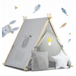 Cort de joaca pentru copii cu lampa si 2 pernite nukido 107 x 116 x 110 cm - gri
