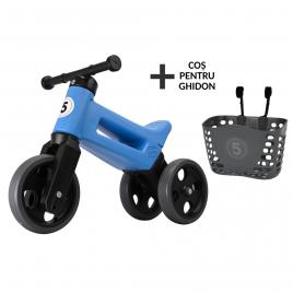 Bicicleta fara pedale cu cosulet pentru ghidon funny wheels rider sport 2 in 1 albastru/negru