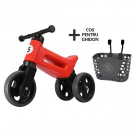 Bicicleta fara pedale cu cosulet pentru ghidon funny wheels rider sport 2 in 1 rosu