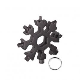 Cheie multifunctionala, tip breloc, 18 in 1, forma de fulg, metal, negru Vivo 18MT-BLACK