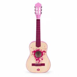 Chitara din lemn cu 6 corzi pentru copii, 86 x 31 cm, ecotoys hx18026-34 - roz