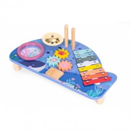 Masuta din lemn cu instrumente muzicale ecotoys