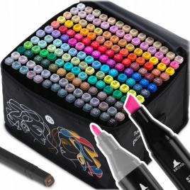 Set de 168 markere colorate cu alcool, varf dublu, nukido nk-914
