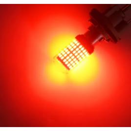 Bec auto led bay15d 1157 p21 5w, 144led smd, lumina rosie, 2 faze, pozitie si stop pe frana, bzrsh
