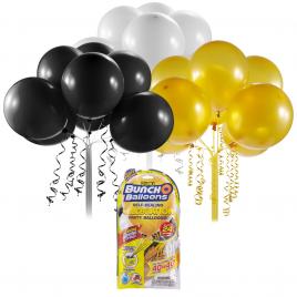 Bunch o balloons - set baloane de petrecere si rezerve, negru, auriu, alb, 24