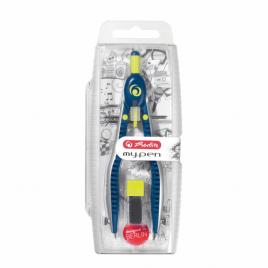 Compas herlitz mypen, setare rapida, albastru inchis / lime