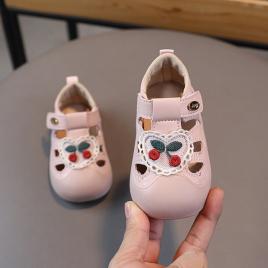 Pantofiori roz pudra pentru fetite - cirese (marime disponibila: marimea 24)