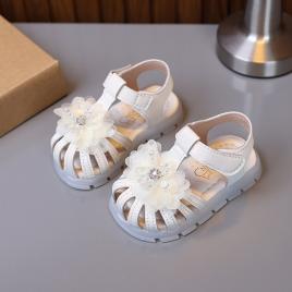 Sandale ivoire elegante fetite – cu flori 3d si talpa flexibila (marime