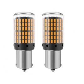 Set 2 becuri auto led ba15s 1156 p21w, 144led smd, lumina galbena, semnalizare, bzrsh