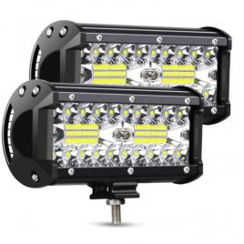 Set 2x proiectoare led auto off-road 6.5 inch 120w, 12v-24v, 6000k, carcasa aluminiu, 12000lm, bzrsh