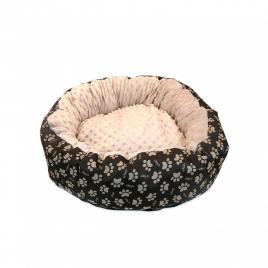 Culcus moale cu perna, pentru caine/pisica, model minky, culoare crem-maro,