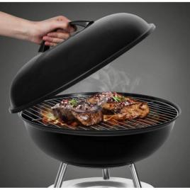 Gratar rotund negru cu capac algon - 34 cm
