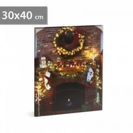 Tablou de crăciun - led - cu agățătoare, 2 baterii aa - 30 x 40 cm (58467)