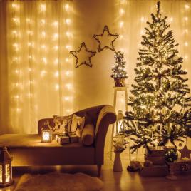 Perdea luminoasă - 200 leduri - alb cald - ip44 - 4,2 m - 8 programe