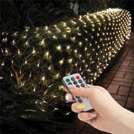 Plasă luminoasă led - 100 leduri alb-cald - 1.5 x 1.5 m - 230v - cu telecomandă