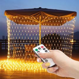 Plasă luminoasă led - 190 leduri alb-calde - 3 x 2 m - 230v - cu telecomandă