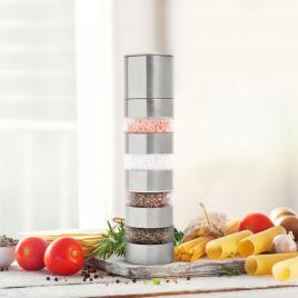 Râșniță pentru condimente 4 in 1 - inox - 5 x 21 cm - bewello