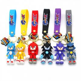 Breloc anime sonic - figura 3d din cauciuc, model dragut, tip arici, 6 cm