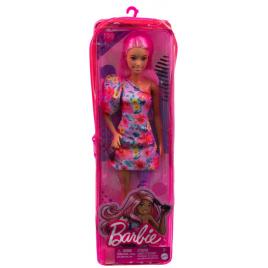 Papusa barbie fashionista cu par roz si picior protetic