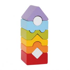 Set constructii din lemn 8 piese cubika - turn