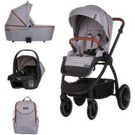 Carucior copii 3 in 1 chipolino prestige cloud grey