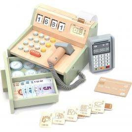 Jucarie casa de marcat din lemn cu accesorii 35 piese umu toys