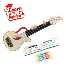 Jucarie din lemn - instrument ukulele (chitara) rosu