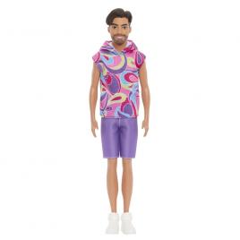 Papusa baiat barbie fashionistas brunet cu barba si tricou cu gluga